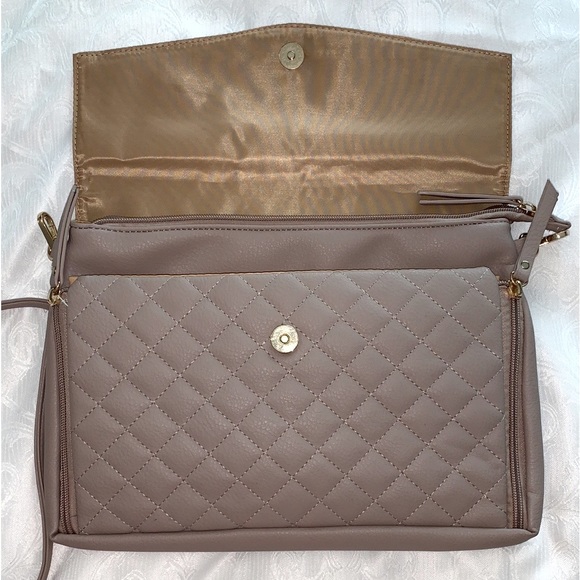 Crossbody purse with both baby changing pad & place for baby wipes, in Taupe/tan - Picture 4 of 16